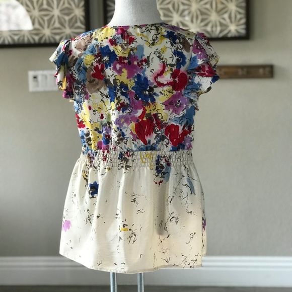 Anthropologie Floral Ruffle Blouse - Multicolor - Picture 2 of 4